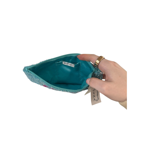 Women's Moyna Beaded Peace Sign Clutch One Size Turquoise Pink - Picture 4 of 6